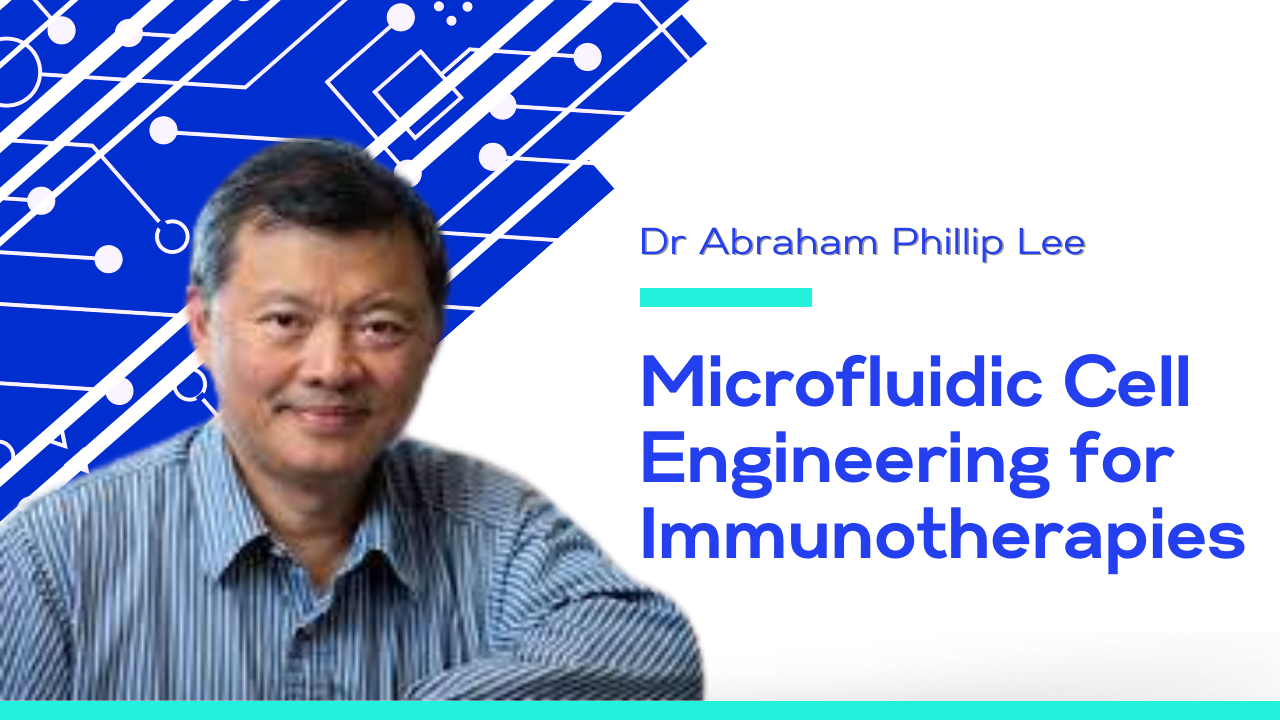 Image of Dr. Abraham Phillip Lee presenting the featured keynote titled "Microfluidic Cell Engineering for Immunotherapies" at the event.